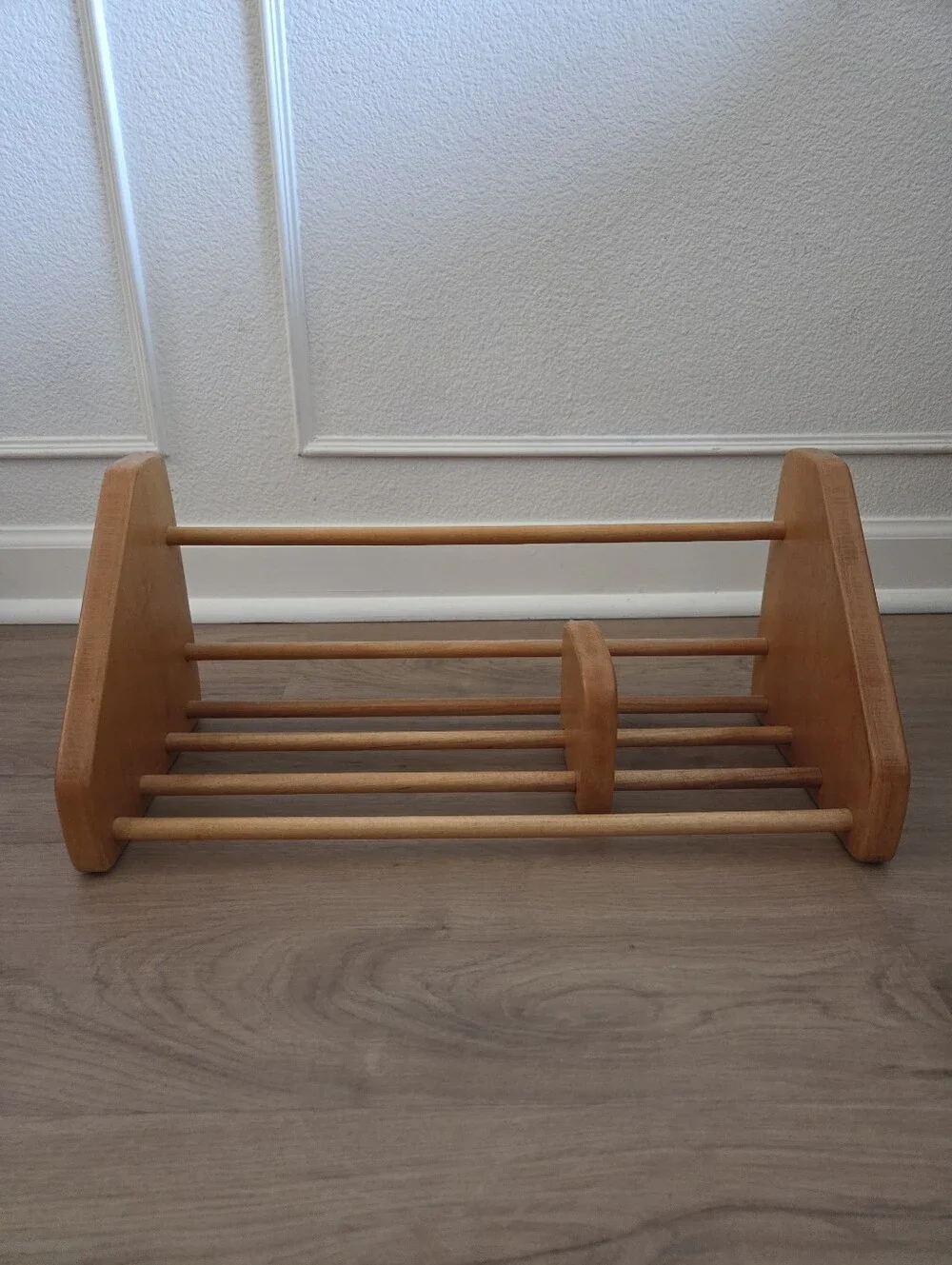 Vtg Mid Century Modern Wood Expandable Sliding Tabletop Bookshelf Book Rac Decor - Picture 3 of 8